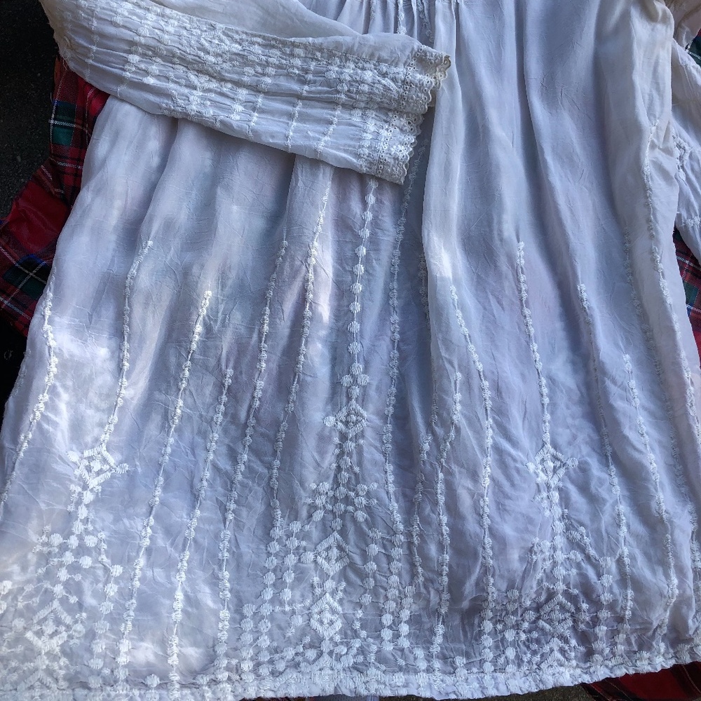 Johnny Was Ivory silk lace top